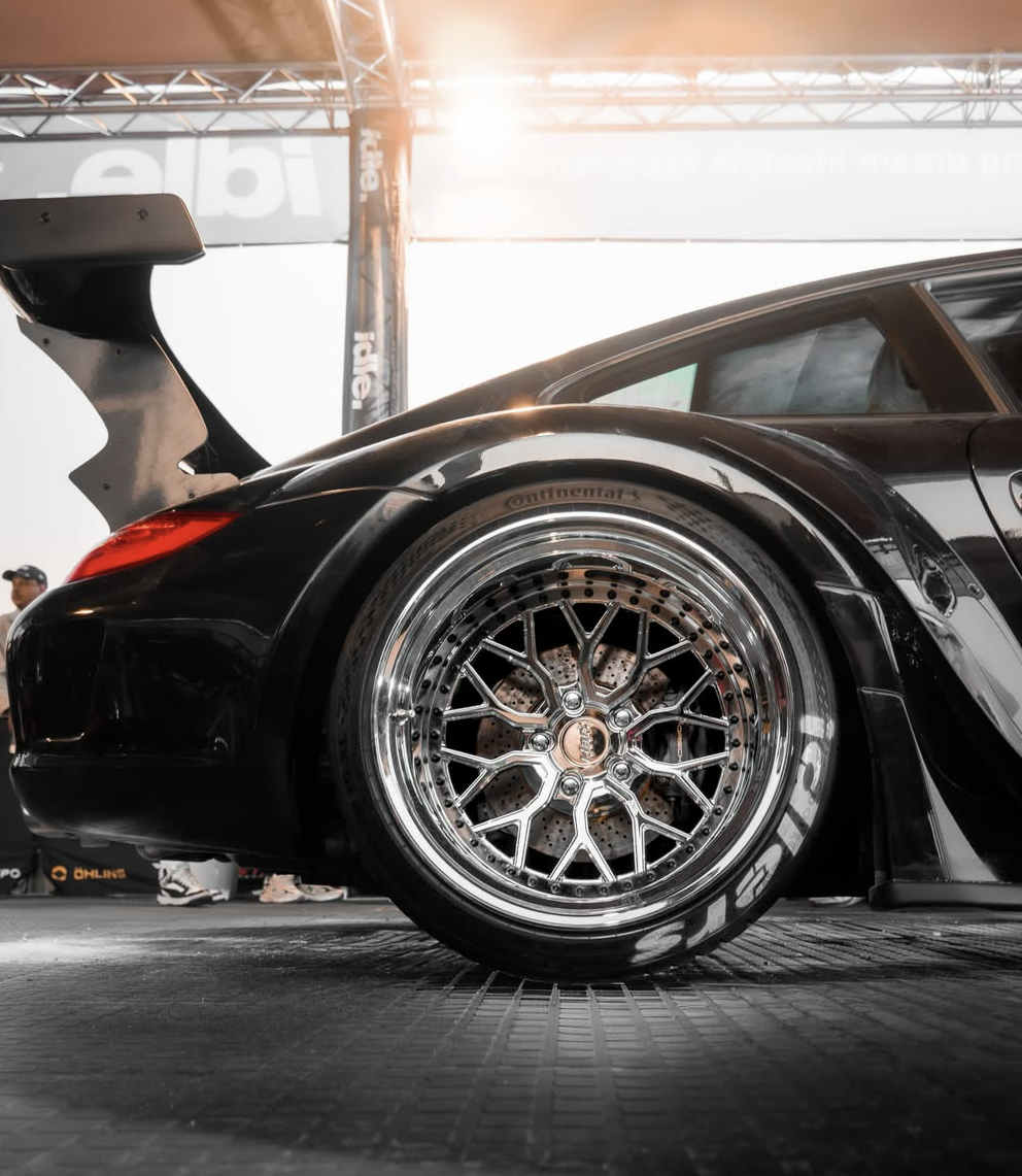 Hart Forged wheel on Kaizen, Akira Nakai's RWB Porsche 997, low angle at JHB Idle Expo 2026