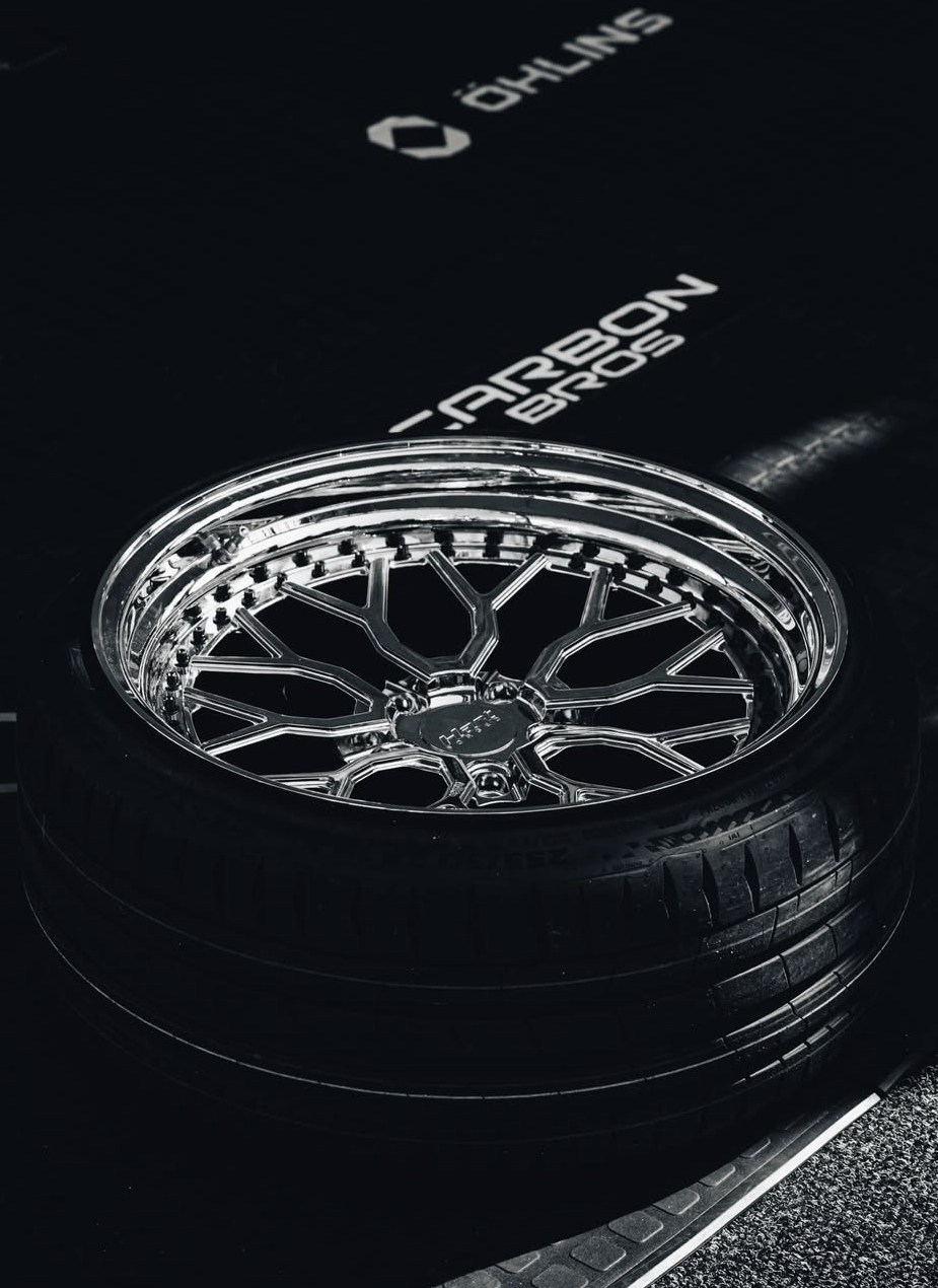The finished Hart Forged wheel and tyre, off the car, on the JHB Idle Expo 2026 floor